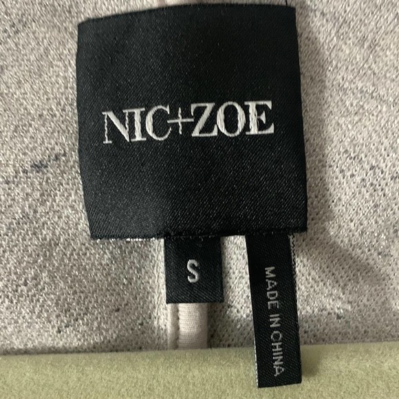 Nic+Zoe Zip & Snap Up Hooded Drawstring Oversized Coat Speckled Gray Size Small - Picture 7 of 10